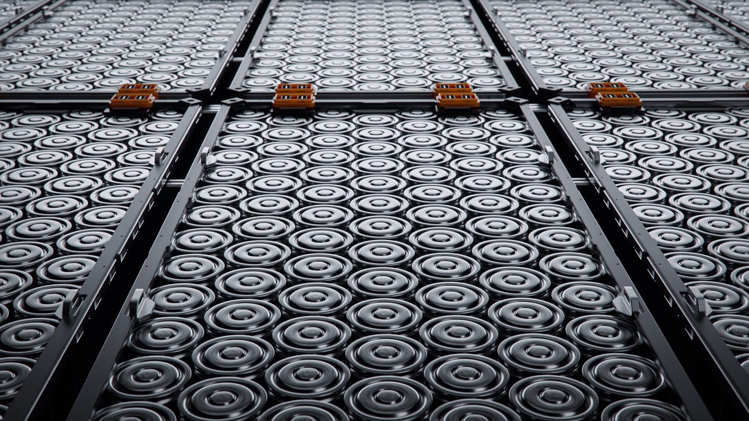 Close-up,Of,Ev,Battery,Cells,Stacked,Inside,Modules.,Lithium-ion,High-voltage