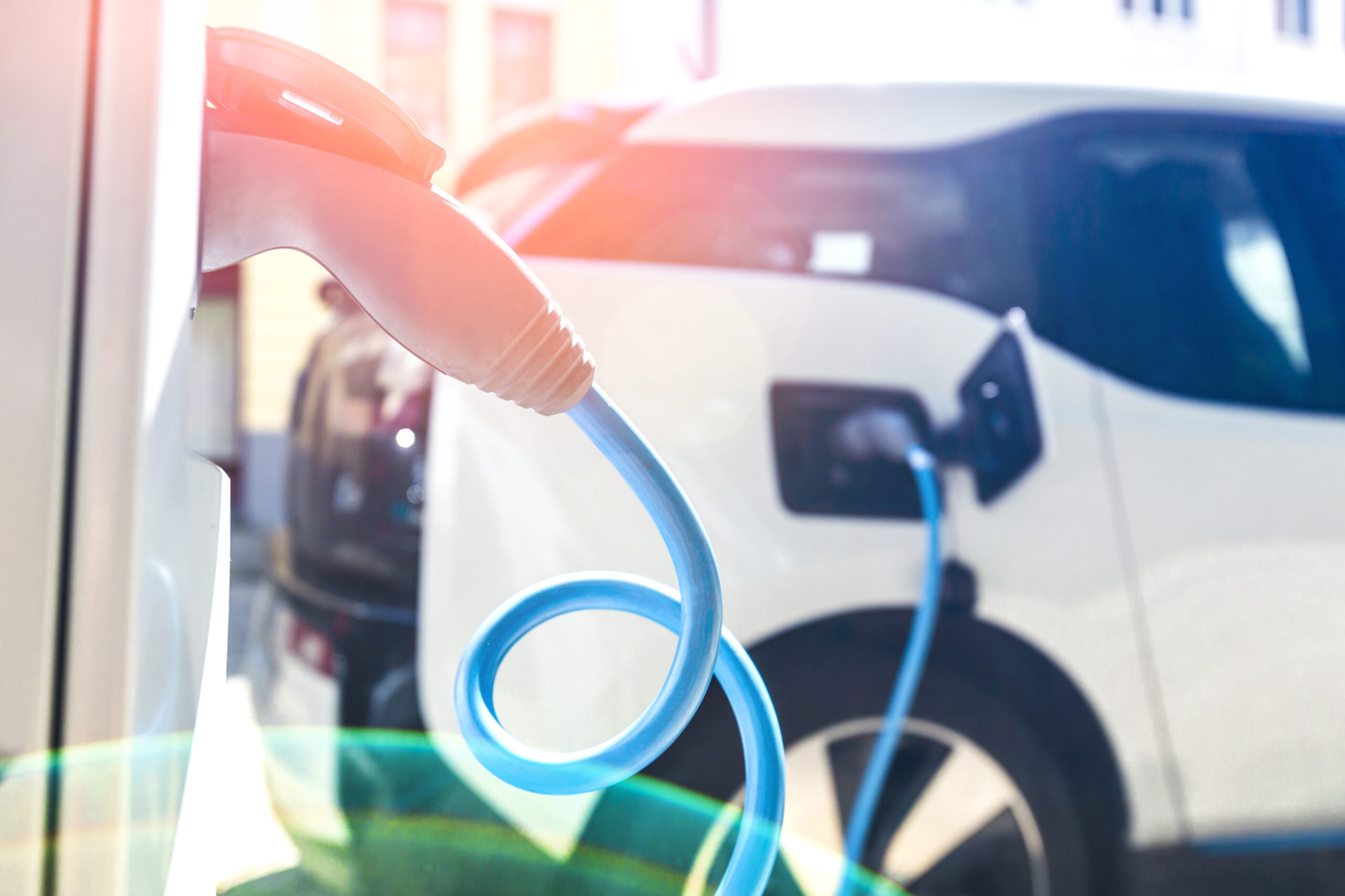 Power,Supply,For,Electric,Car,Charging.,Electric,Car,Charging,Station. Electric Vehicle
